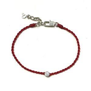 Sterling Silver Red Cord Solitaire CZ Bracelet